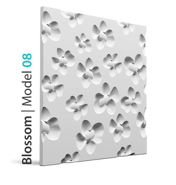 3D Gypsum Wall Panel with Blossom Design in White