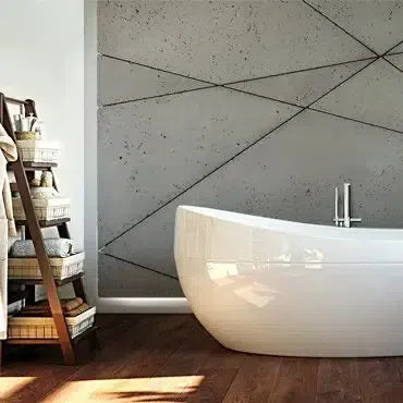 Concrete wall panels in bathroom