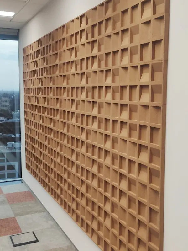 SQUARE 3D Acoustic Cork wall panel - DecorMania UK