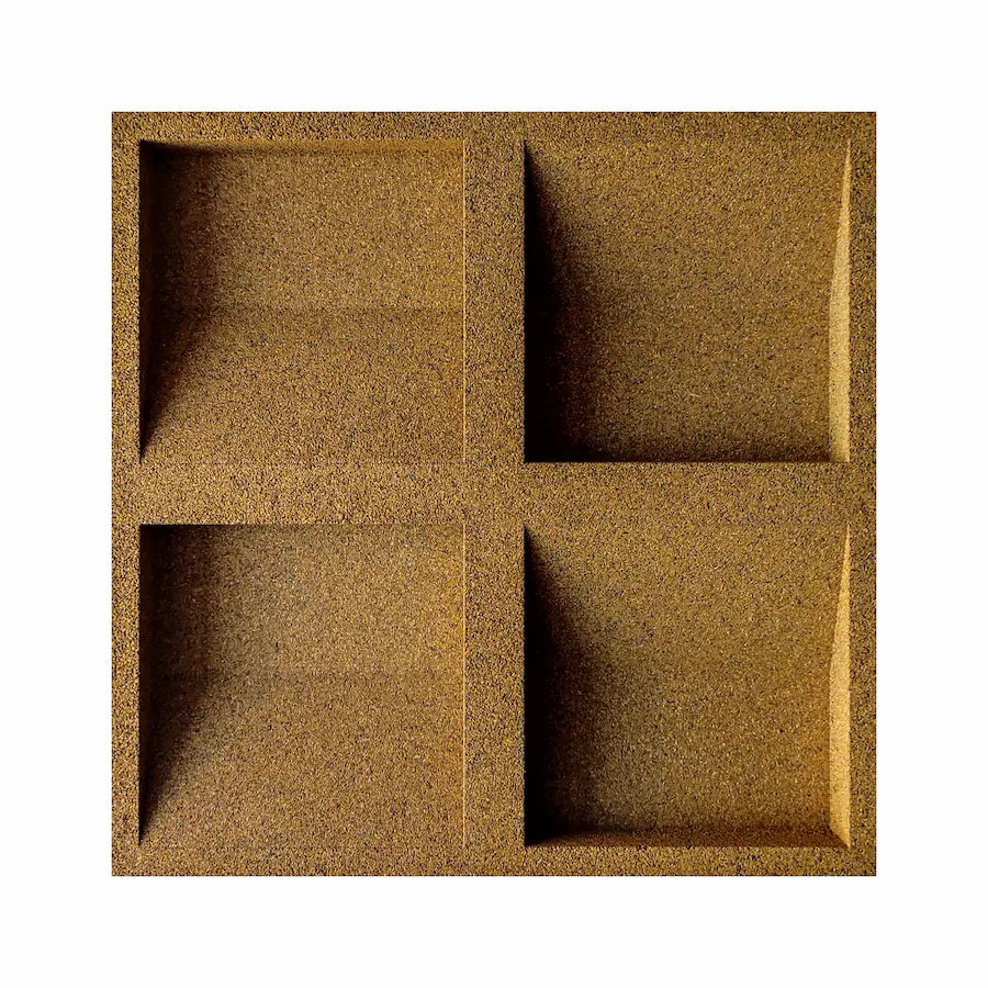 SQUARE Yellow 3D Acoustic Cork wall panel - DecorMania UK