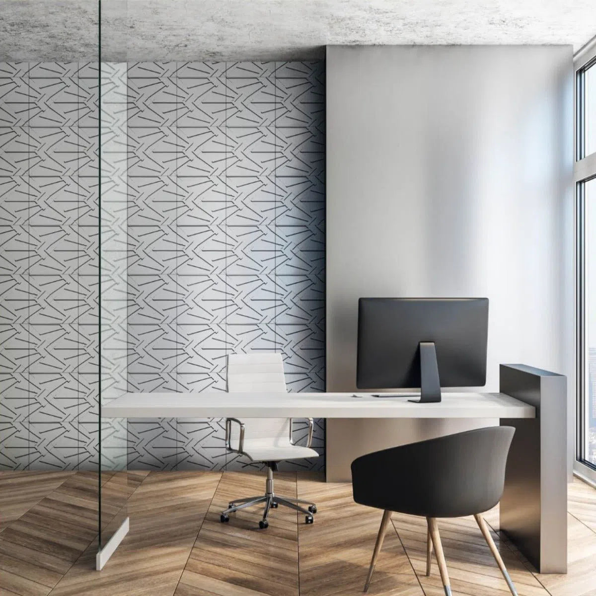 Gypsum 3D Tile FORNAX Grey - Box of 12 - 3D Concrete Tiles | DecorMania