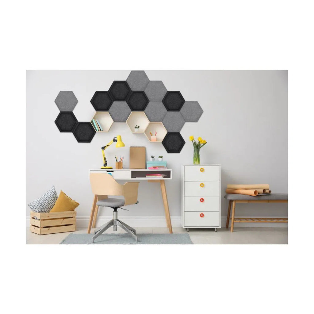 HEXA Felt 2D Panel - BLACK - Felt 3D Panels | DecorMania