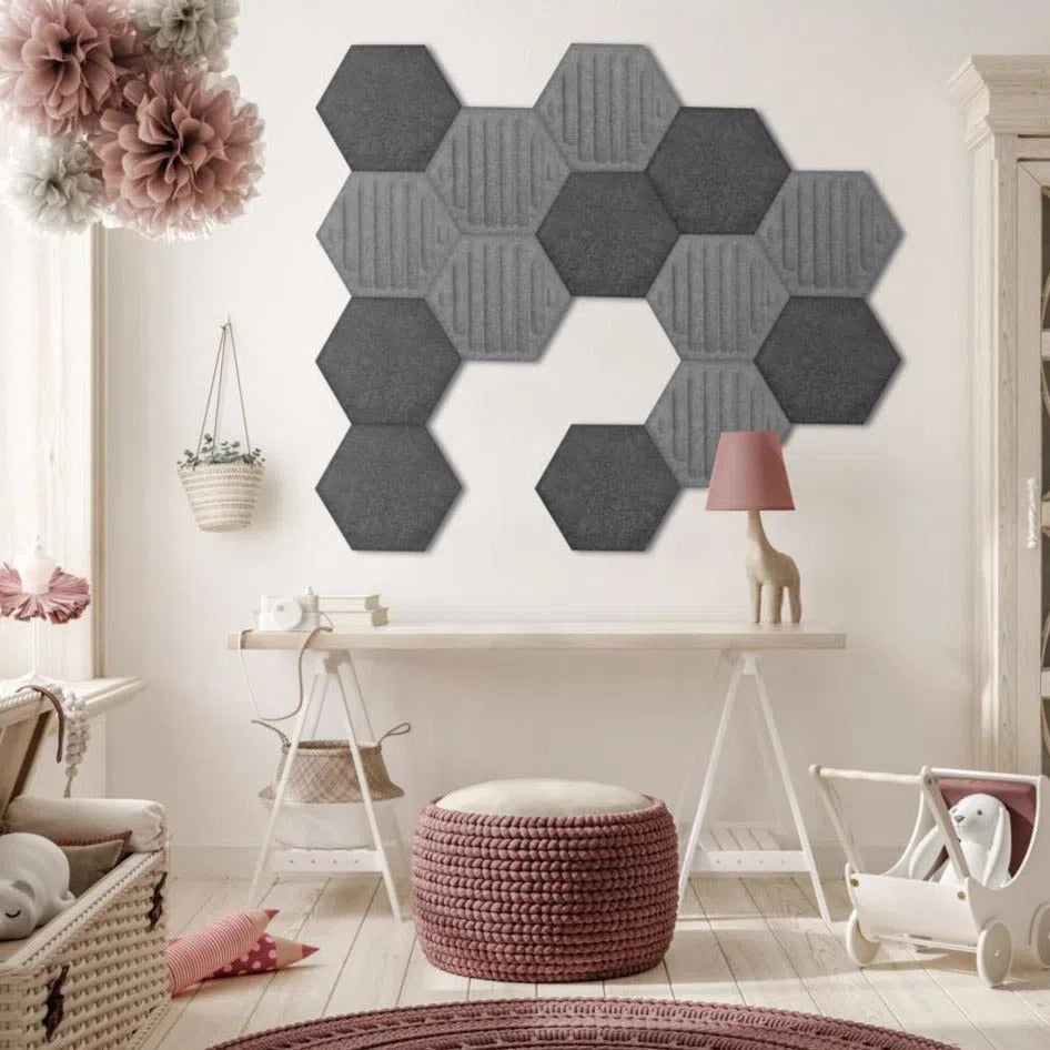 HEXA RIFT Felt Panel - GREY - Felt 3D Panels | DecorMania